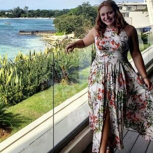 Abel the Label Tropical Floral Maxi Dress, Spaghetti strap, size L